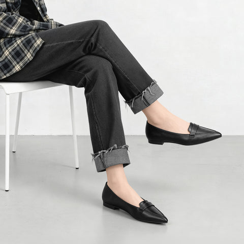 預訂：2024AWBI：淺尖頭樂福鞋 (124) 黑色