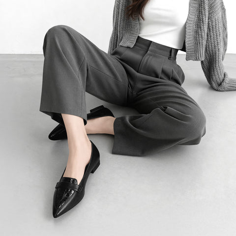 預訂：2024AWBI：淺尖頭樂福鞋 (124) 黑色 CR