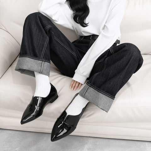 2024AWBI：尖頭平底轉換正裝鞋 (154) 黑色 E