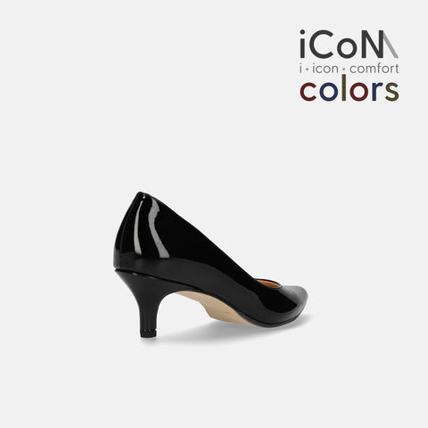 2024AW：iCoN COLORS：ポインテッドトゥ エナメル パンプス（C57171）ブラックE/mamian（マミアン）