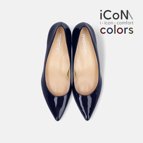 Basic Item SALE10%OFF：2024AW：iCoN COLORS：ポインテッドトゥ エナメル パンプス（C57171）クラシックネイビー/mamian（マミアン）