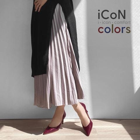 2024AW：iCoN COLORS：ポインテッドトゥ エナメル パンプス（C76531）ワインE/mamian（マミアン）