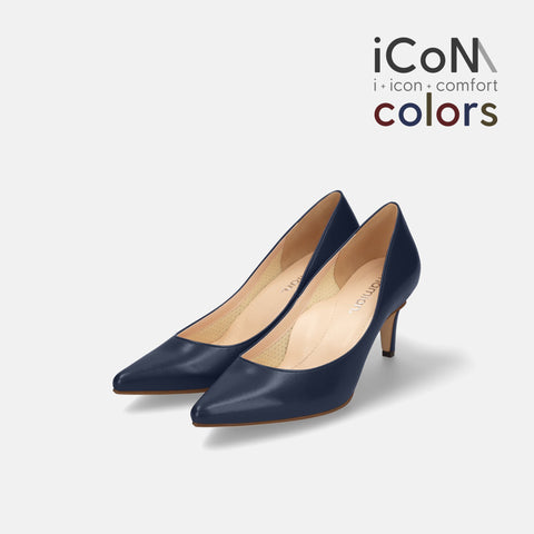 2024AW：iCoN COLORS：ポインテッドトゥ スムース パンプス（C76533）ネイビー/mamian（マミアン）