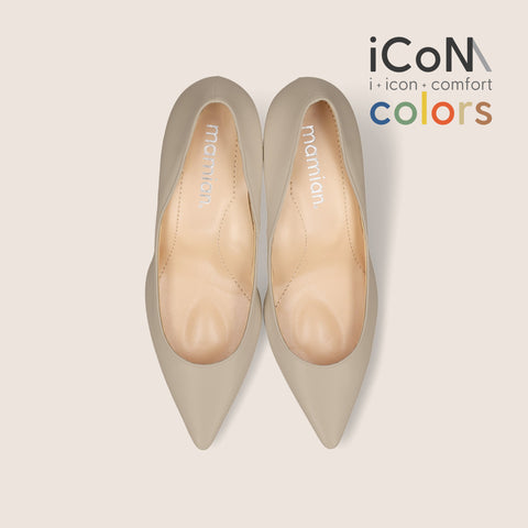 2025SS：iCoN COLORS：ポインテッドトゥ スムース パンプス（C76533）グレージュ/mamian（マミアン）