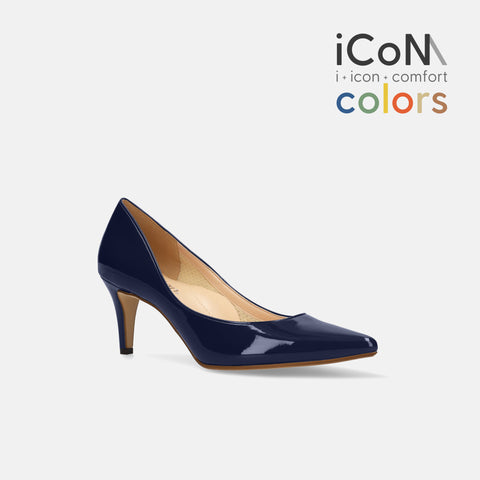 15%OFF：2025SS：iCoN COLORS：ポインテッドトゥ エナメル パンプス（C76531）クラシックネイビー/mamian（マミアン）