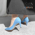 iCoN COLORS：ポインテッドトゥ エナメル パンプス（C76531）スカイブルー/mamian（マミアン）