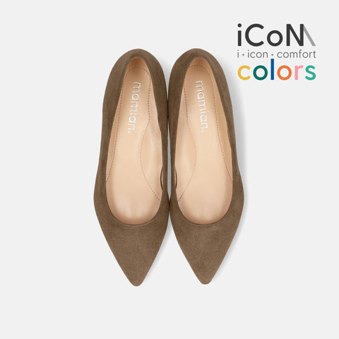 30%OFF：iCoN COLORS：ポインテッドトゥ スエード フラットシューズ（C20142）トープS/mamian（マミアン）