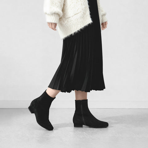 2024AW：方頭彈性平底靴 (3376) 黑色 S