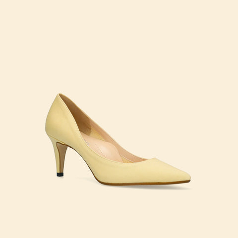 50%OFF：iCoN COLORS：ポインテッドトゥ リネン パンプス（C76535）SイエローL/mamian（マミアン）