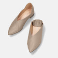 5%OFF：2025SSBI：ポインテッドトゥ フラット バブーシュ（137）グレージュ/mamian（マミアン）