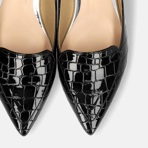 2025AWBI：甲深デザイン フラットシューズ（4767）ブラックCR/mamian（マミアン）