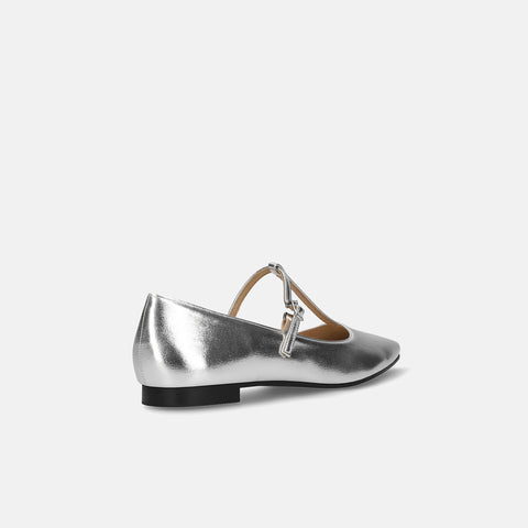 2026SS：Tストラップ フラットシューズ（4796）シルバー/mamian（マミアン）