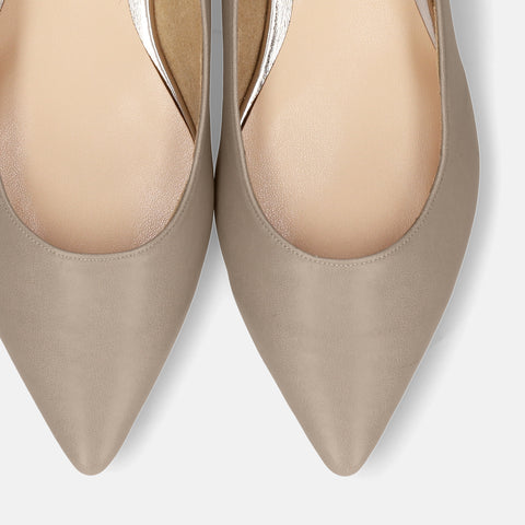 予約：2026SS：アクセントヒール フラットシューズ（4797）グレージュ