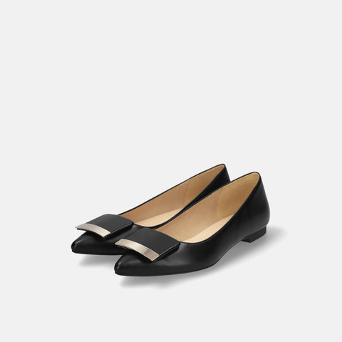 10% OFF：2024SS：強調扣平底鞋 (m17006) 黑色