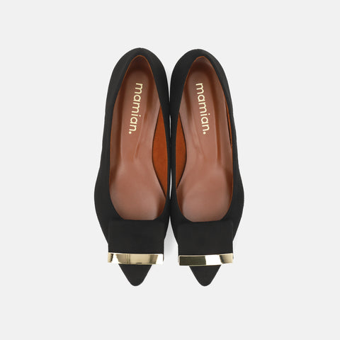 2025AW：アクセントバックル フラットシューズ（m17006）ブラックS/mamian（マミアン）