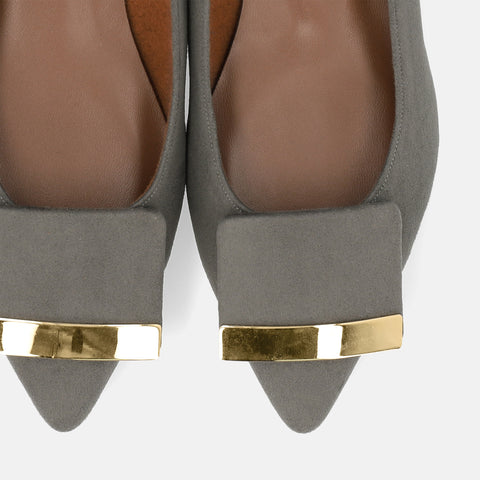 2025AW：アクセントバックル フラットシューズ（m17006）チャコールS/mamian（マミアン）