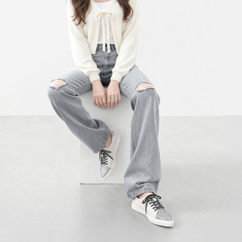 予約：グリッターコンビ スニーカー（m1004）ホワイト/C