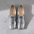 予約：2026SS：レースアップフラットシューズ（m10311）シルバー/mamian（マミアン）