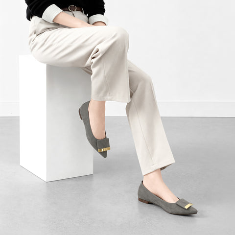 2022AW：口音搭扣平底鞋 (m17006) 黑色