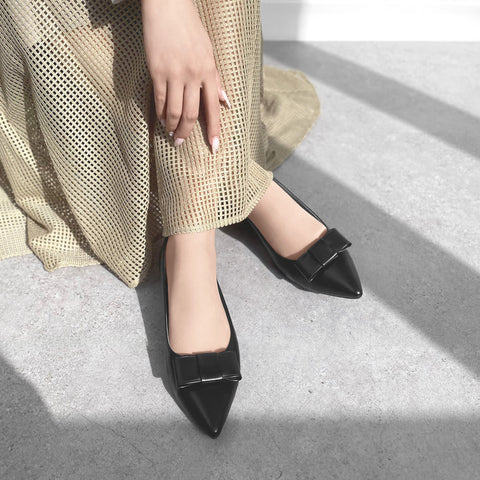 2025AW：リボン フラットシューズ（m17042）ブラック/mamian（マミアン）