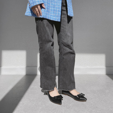 2025AW：リボン フラットシューズ（m17042）ブラック/mamian（マミアン）