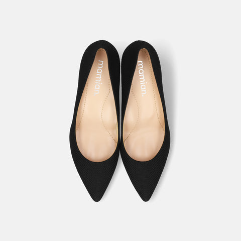 最後一件 15% 折扣：iCoN 顏色：尖頭亞麻高跟鞋 (C57175) 黑色 L