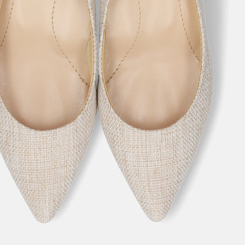 15% 折扣：iCoN 顏色：尖頭亞麻高跟鞋 (C57175) Kinari L