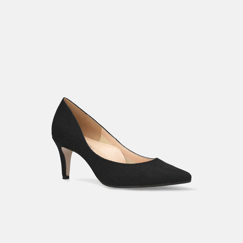 2026SS：iCoN COLORS：ポインテッドトゥ リネン パンプス（C76535）ブラックL