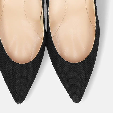 2026SS：iCoN COLORS：ポインテッドトゥ リネン パンプス（C76535）ブラックL