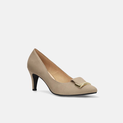 2025AW：バックルリボン付き アーモンドトゥ パンプス（lt7001）ベージュS/mamian（マミアン）