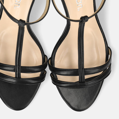 予約：2026SS：Tストラップ シンプル サンダル（724）ブラック/mamian（マミアン）