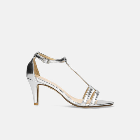 25% 折扣：2024SS：T 型帶簡約涼鞋 (724) 銀色