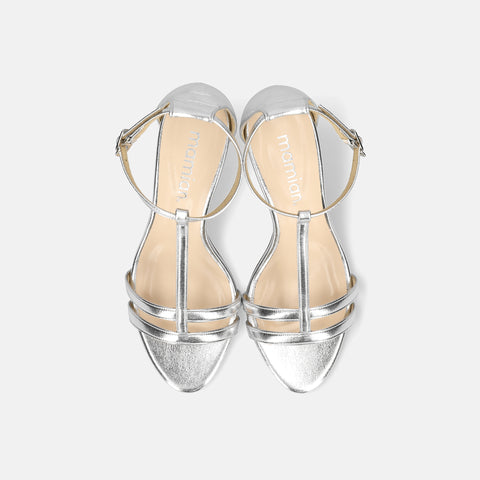 25% 折扣：2024SS：T 型帶簡約涼鞋 (724) 銀色