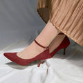 50%OFF：アンクルストラップ付き ポインテッドトゥパンプス（m81004）レッドS/mamian（マミアン）