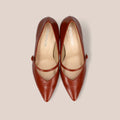 50%OFF：メリージェーン Vカットパンプス（m72004）ブリックレッド/mamian（マミアン）